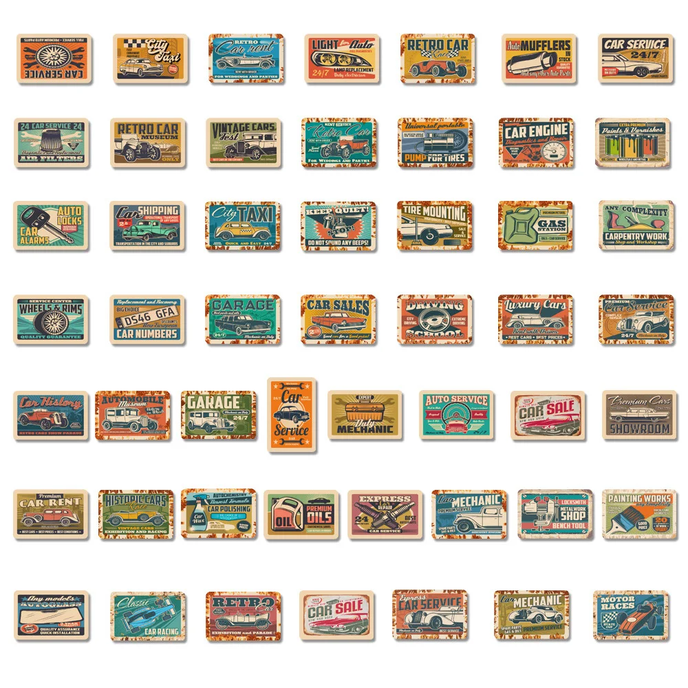 10/30/50 ADET Karikatür Retro Araba Graffiti Çıkartmalar Çocuklar için Oyuncak DIY Bavul Telefon Dizüstü Araba Serin Su Geçirmez Vintage Etiket Paketi Görüntü  4