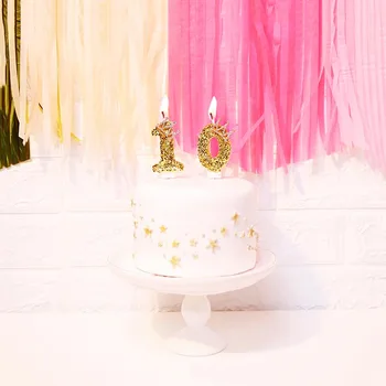 Lüks Doğum Günü numaraları mum taç dekor 0-9 Numarası dekoratif mumlar Kek Cupcake Topper Parti Malzemeleri kek dekorasyon