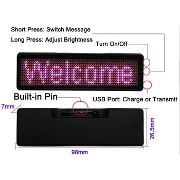 Reklam DIY LED rozeti düzenlenebilir kaydırma çalışan metin mini LED ekran olay otel bar cafe taksi restoran LED adı işareti