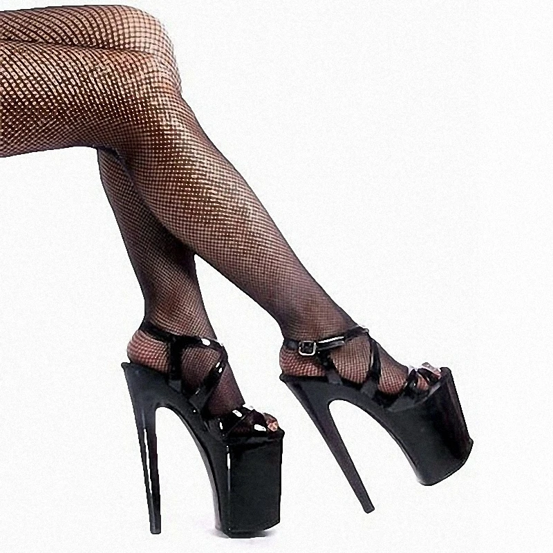 Roma İçi Boş Siyah Rugan Striptizci 20CM kadın Sandalet Sığ Yaz yüksek topuklu ayakkabılar Ofis Bayan İş Seksi Zarif Görüntü  0