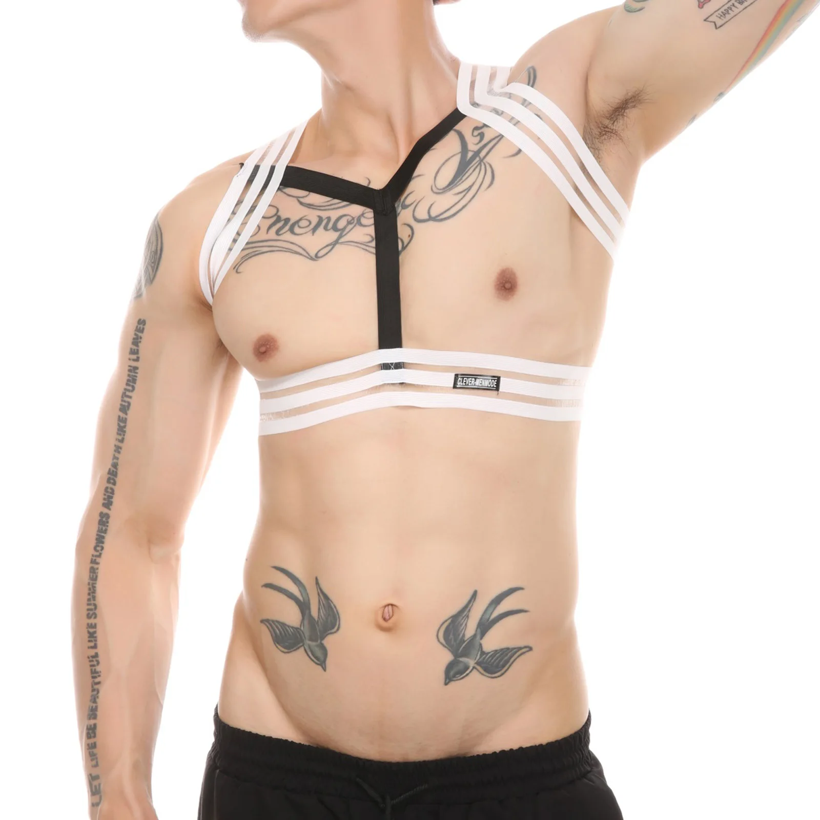 ZEKİ-MENMODE Erkekler Demeti Esaret Elastik Göğüs Sapanlar Kostüm Geniş Omuz Hollow Lingerie hombre Halter Boyun Kas Clubwear Görüntü  1