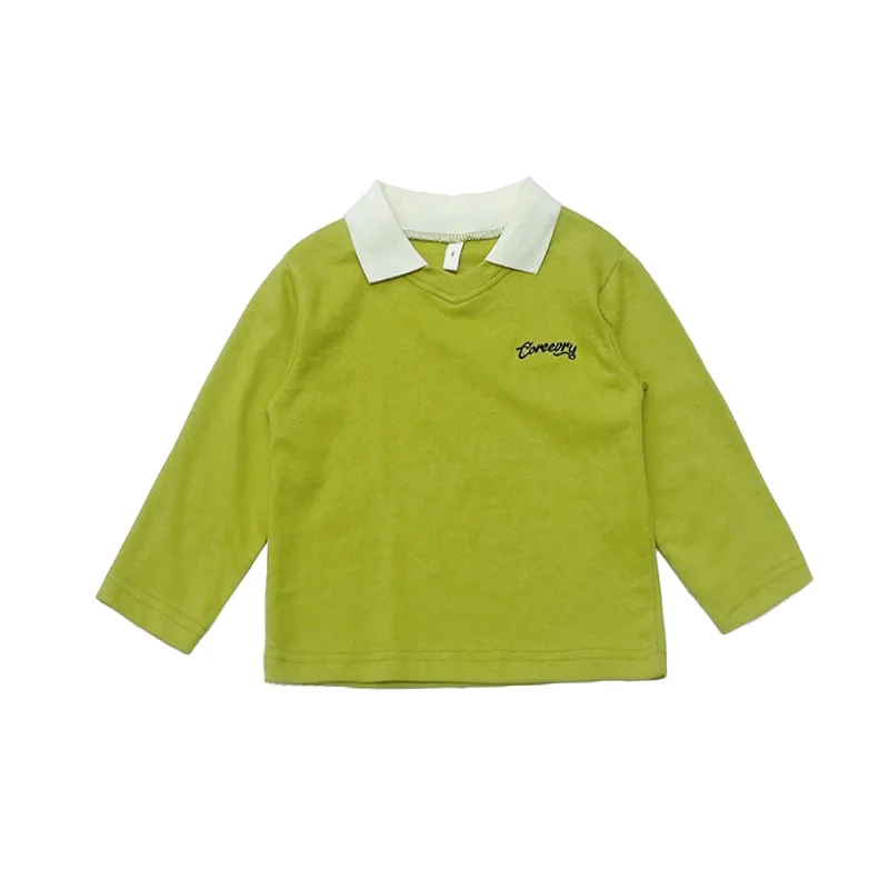 Çocuk Giyim Gömlek 2023 Yeni Moda Katı Basit Mektup Nakış Kız ve Erkek Giysileri Çocuklar Rahat Tatlı T Shirt Görüntü  1