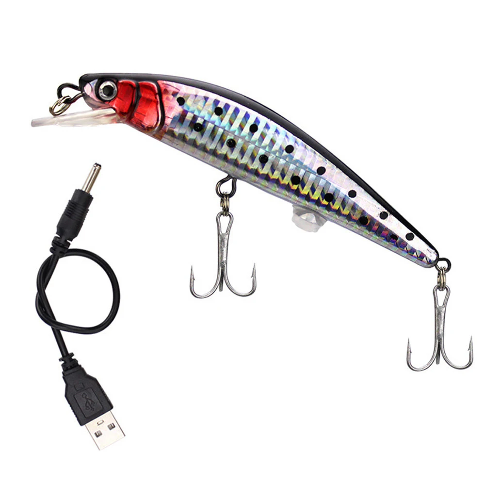 USB Şarj Edilebilir Yanıp Sönen led ışık Seğirmesi Balıkçılık Lures Yem Elektrikli Hayat gibi Titreşim Balıkçılık Lures Görüntü  5