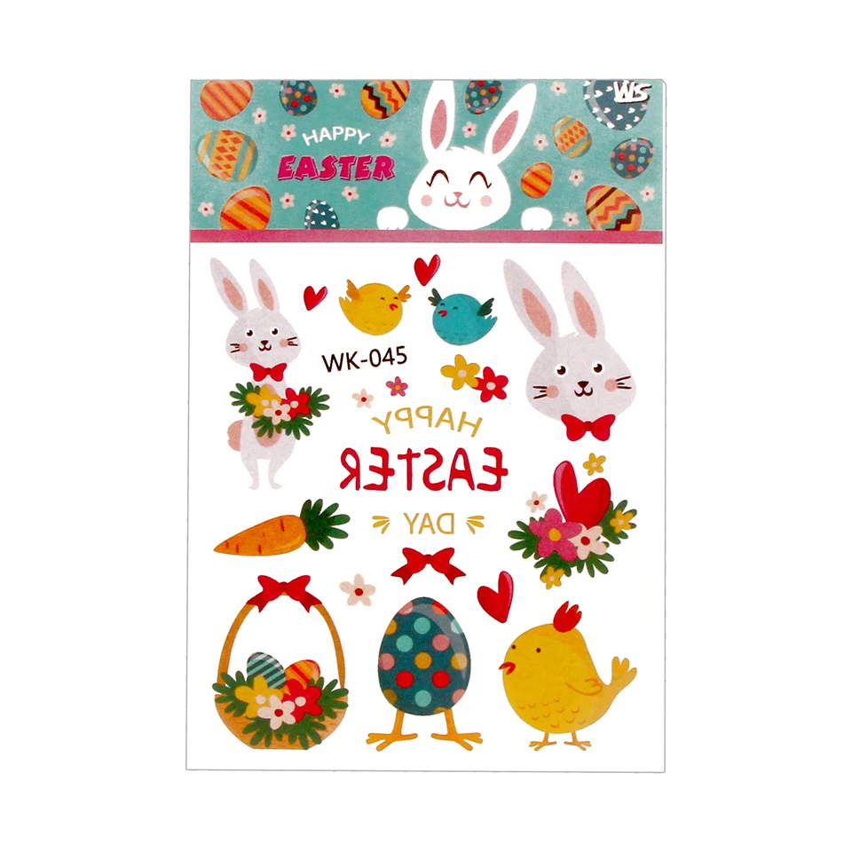 3 adet Güzel Geçici Paskalya Dövme Etiket Yumurta Tavşan Mutlu paskalya dekorasyonu Mutlu Doğum Günü Partisi Kız Hediyeler Görüntü  1