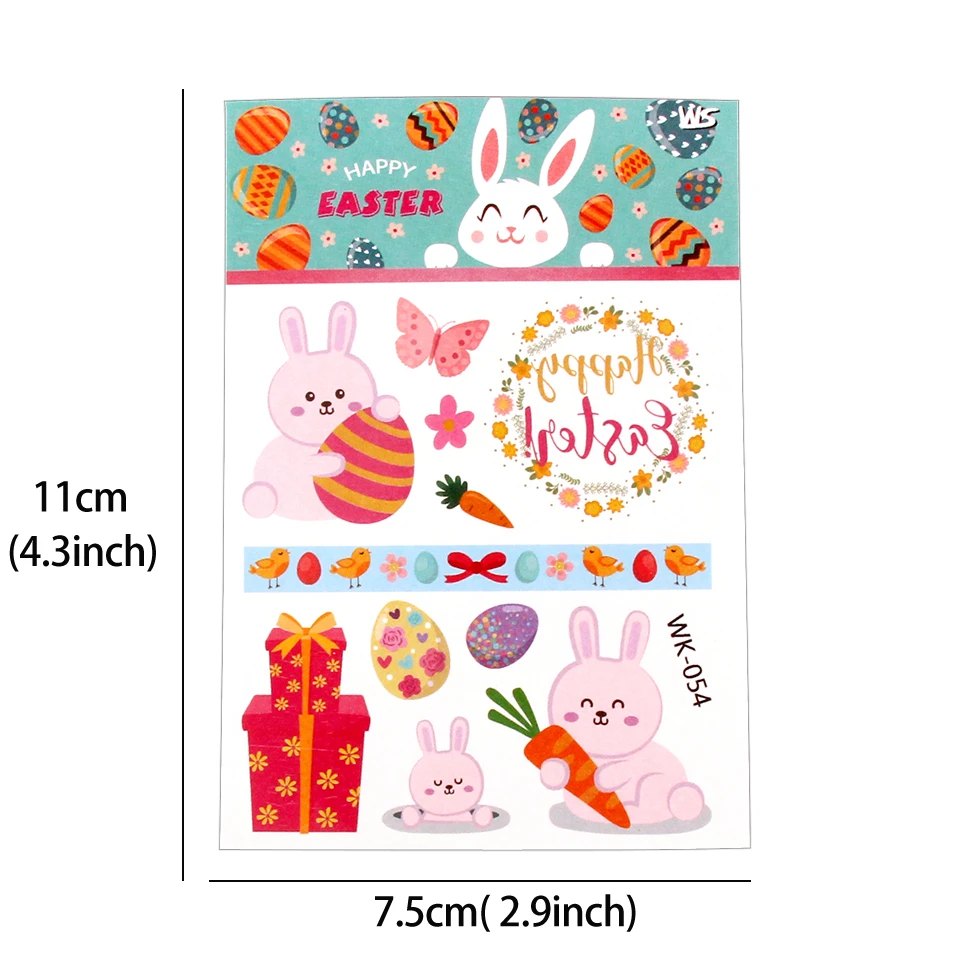 3 adet Güzel Geçici Paskalya Dövme Etiket Yumurta Tavşan Mutlu paskalya dekorasyonu Mutlu Doğum Günü Partisi Kız Hediyeler Görüntü  3