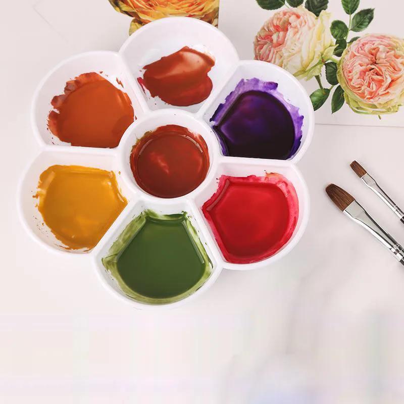 Yeni Yuvarlak boya paleti Tepsisi Taklit Porselen Yağ Suluboya Guaj Zanaat DIY Sanat Boyama Yıkamak için Kolay Beyaz Palet Görüntü  0