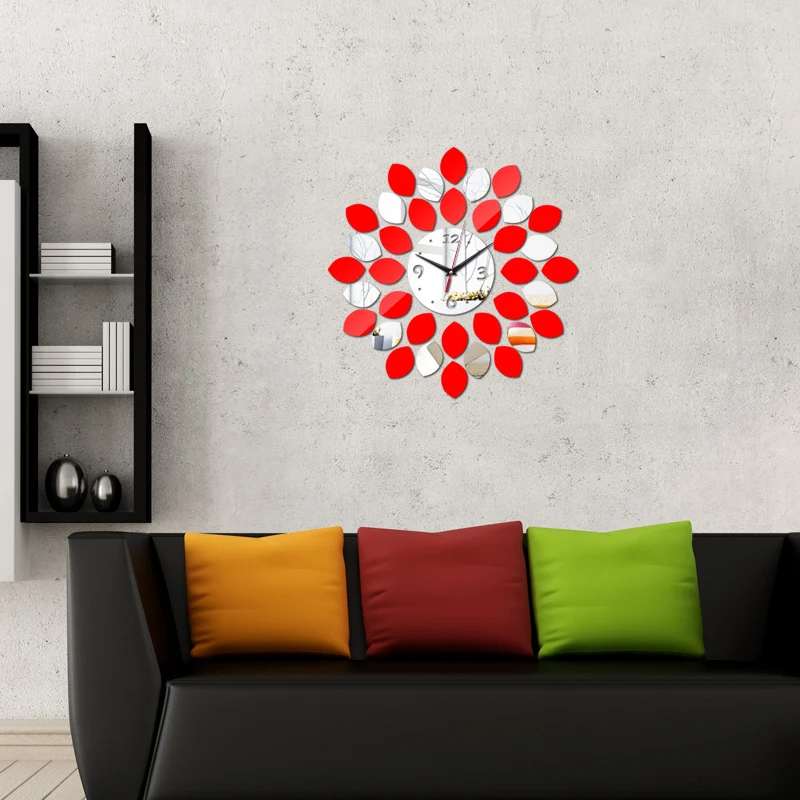 Yeni sıcak satış akrilik duvar sanatı saat güvenli modern tasarım 3d kristal ayna saatler ev dekorasyon oturma odası Görüntü  2