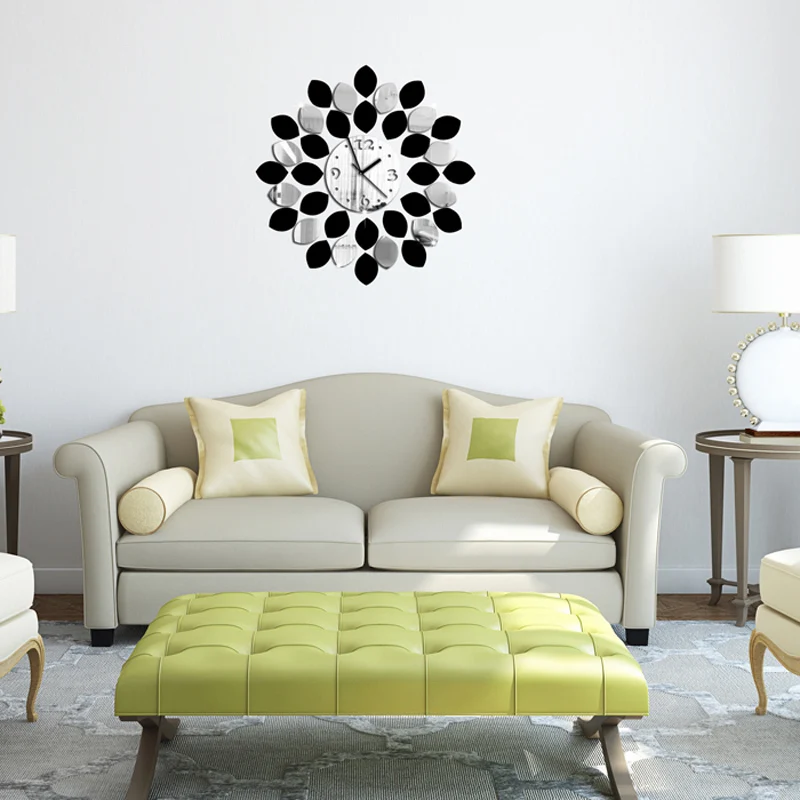 Yeni sıcak satış akrilik duvar sanatı saat güvenli modern tasarım 3d kristal ayna saatler ev dekorasyon oturma odası Görüntü  4