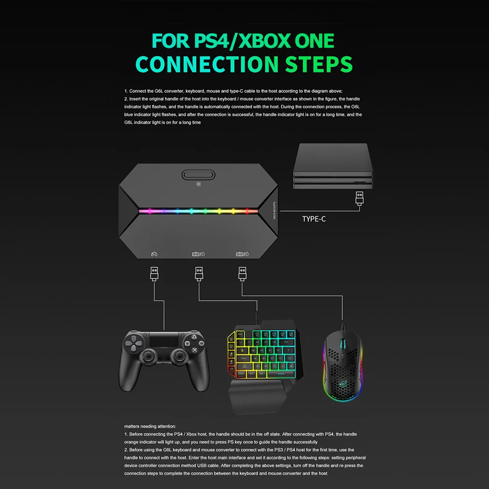 G6L Elektronik Makine Aksesuarları Kablolu Klavye Fare Dönüştürücü Adaptörleri Xbox One için PS4 Oyun Konsolu NS Xbox One Görüntü  5