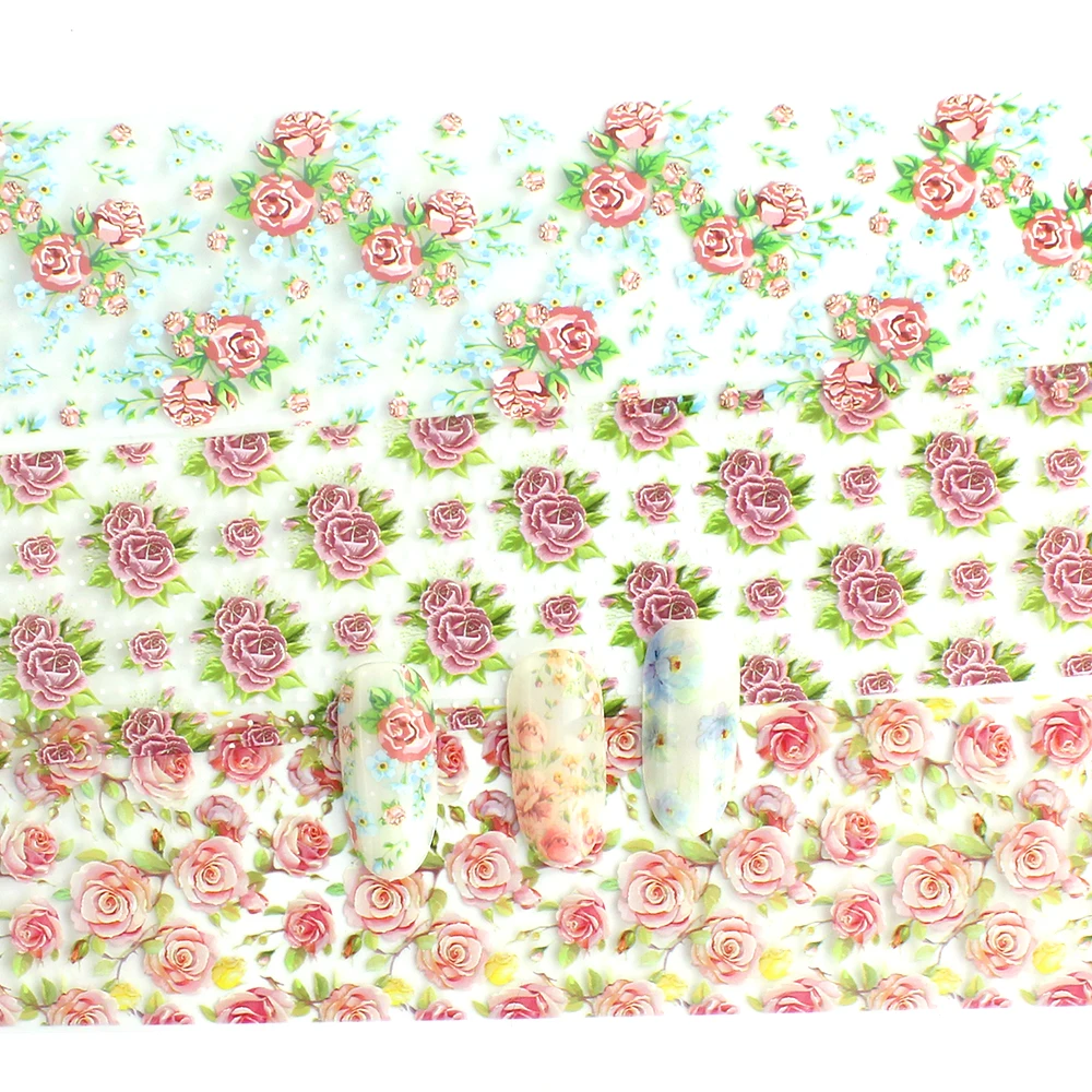 10 adet Holografik tırnak kaplaması Kaymak Mix Çiçek Tasarımları Seti Transferi Çivi Çıkartmalar Çiçek Baskılar Manikür Çıkartması Sanat Dekorasyon Görüntü  3