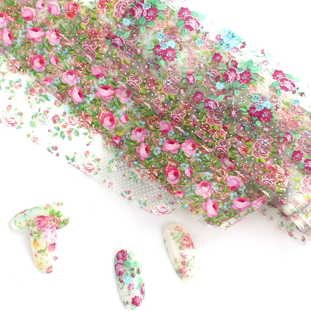 10 adet Holografik tırnak kaplaması Kaymak Mix Çiçek Tasarımları Seti Transferi Çivi Çıkartmalar Çiçek Baskılar Manikür Çıkartması Sanat Dekorasyon Görüntü  4