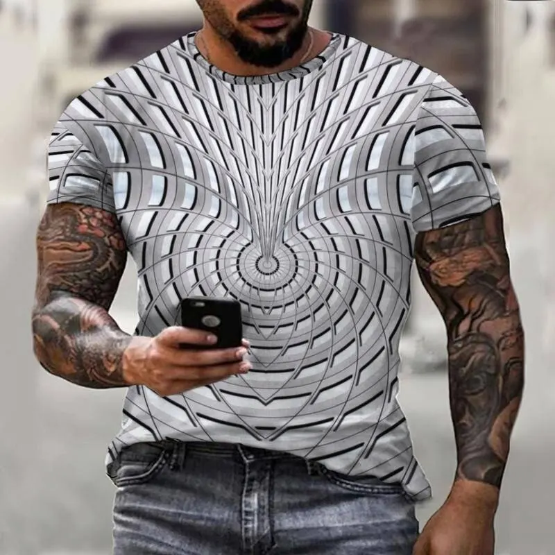 Illusion Sanat Siyah Ve Beyaz Soyut 3d Baskılı Büyük Boy Yaz Moda T Shirt Erkek Kadın Tees Tops Unisex Giyim Görüntü  4