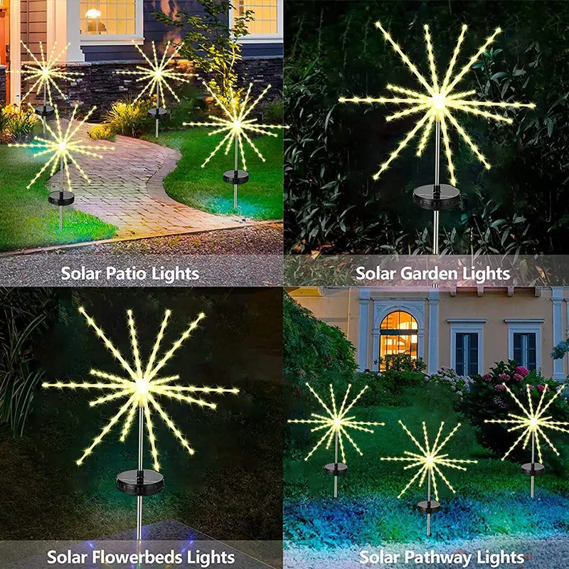 LED Güneş havai fişek ışıkları Su Geçirmez Açık Meteor At Lambası Bahçe Sokak Garland Yeni Yıl Noel Düğün Dekorasyon Görüntü  4