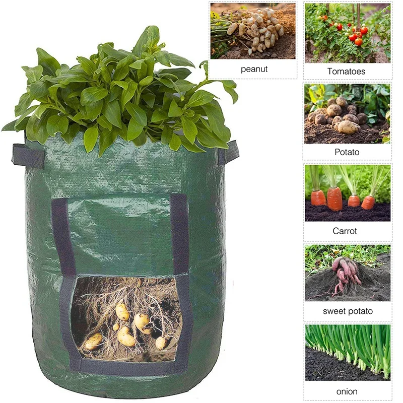 Sebze bitkileri Çanta Büyümek DIY Patates Ekici PE Bez Domates Dikim Konteyner Çanta PE Kalınlaşmak Bahçe Pot Bahçe Malzemeleri Görüntü  0