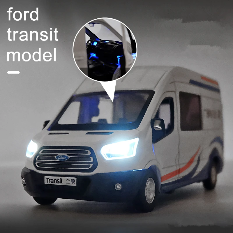 1: 32 Diecast FORD Transit Alaşım iş Amaçlı Araç Araba modeli ses ve ışık Koleksiyonu simülasyon Araba Modeli Oyuncak çocuklar hediye Görüntü  3