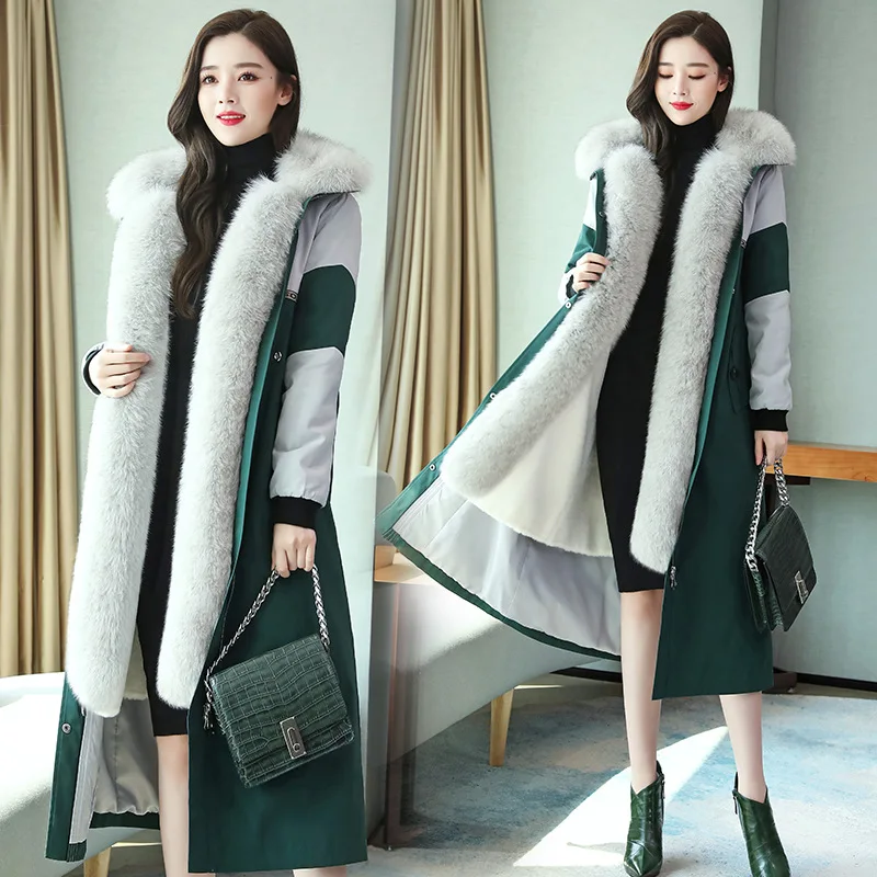 Uzun kışlık ceketler Kadınlar İçin Moda Aşağı Pamuk Mont Kadın Artı Boyutu Gevşek Pamuk Parka Bayanlar Kalın Sıcak Palto Kürk Ceketler Görüntü  0
