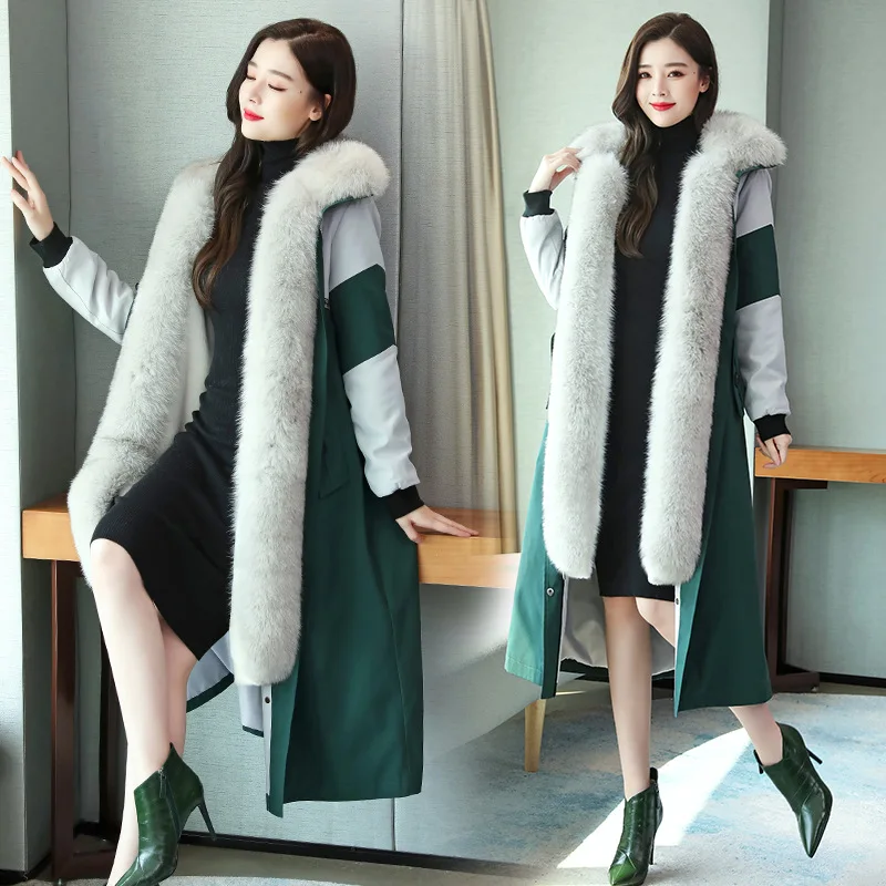 Uzun kışlık ceketler Kadınlar İçin Moda Aşağı Pamuk Mont Kadın Artı Boyutu Gevşek Pamuk Parka Bayanlar Kalın Sıcak Palto Kürk Ceketler Görüntü  2