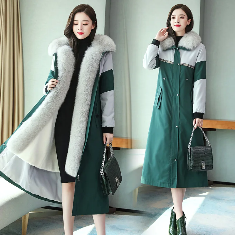 Uzun kışlık ceketler Kadınlar İçin Moda Aşağı Pamuk Mont Kadın Artı Boyutu Gevşek Pamuk Parka Bayanlar Kalın Sıcak Palto Kürk Ceketler Görüntü  3
