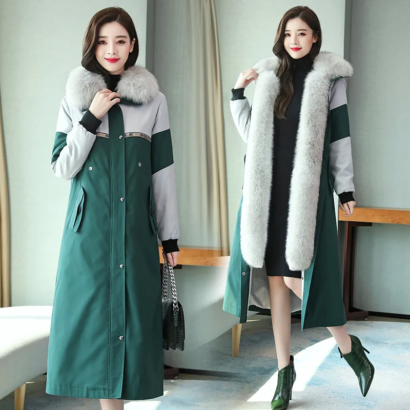 Uzun kışlık ceketler Kadınlar İçin Moda Aşağı Pamuk Mont Kadın Artı Boyutu Gevşek Pamuk Parka Bayanlar Kalın Sıcak Palto Kürk Ceketler Görüntü  4