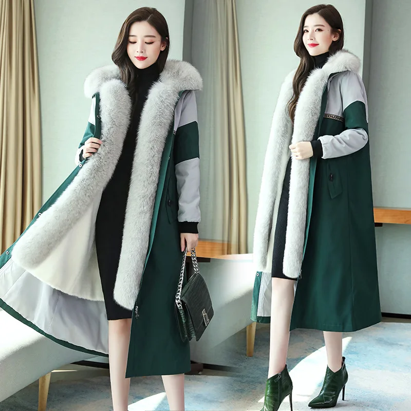 Uzun kışlık ceketler Kadınlar İçin Moda Aşağı Pamuk Mont Kadın Artı Boyutu Gevşek Pamuk Parka Bayanlar Kalın Sıcak Palto Kürk Ceketler Görüntü  5