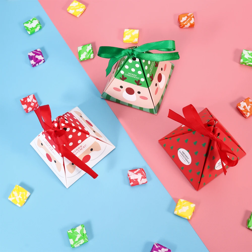 50 adet Noel Kağıt Kutuları Parti Iyilik Hediye Davranır Şeker Çikolata Güzellikler Kutuları Parti Malzemeleri Görüntü  0