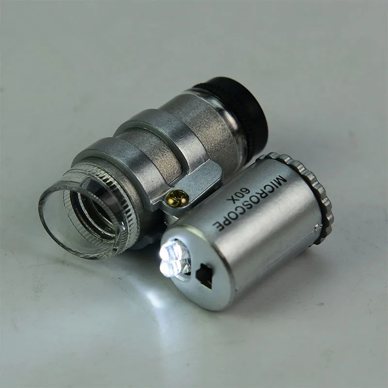 60x Mini Cep LED UV Kuyumcular Büyüteç Mikroskop Cam Mücevher Büyüteç Damla Nakliye Görüntü  0