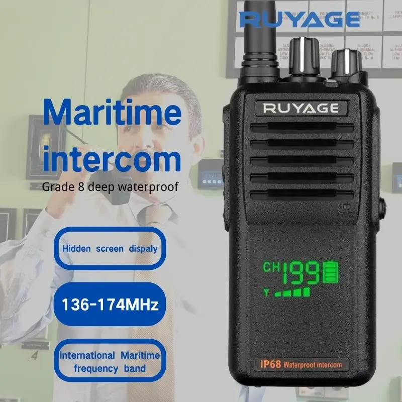 Ruyage T30 VHF deniz telsizi Su Geçirmez Profesyonel Uzun Menzilli Amatör Radyo İstasyonu IP68 Balıkçılık Kayık İçin İki Yönlü Telsiz Görüntü  2