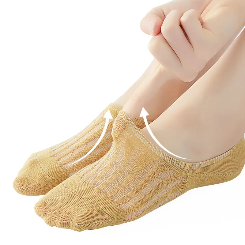 Klima çorap yaz içi boş tekne çorap kısa çorap sığ ağız görünmez çorap nefes silikon anti-damla topuk Görüntü  0
