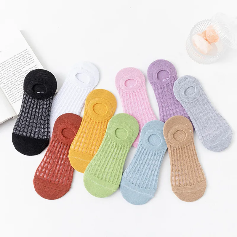 Klima çorap yaz içi boş tekne çorap kısa çorap sığ ağız görünmez çorap nefes silikon anti-damla topuk Görüntü  4