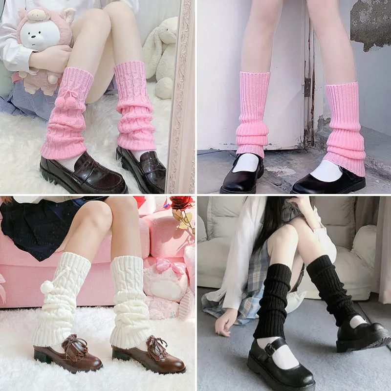 Yeni Tayt Örgü Bacak kol kapağı Çizme Çorap Diz Kollu Yüksek bacak ısıtıcıları gevşek çorap Kalınlaşmak Kadınlar Yün Topu Sıcak Kış Görüntü  2