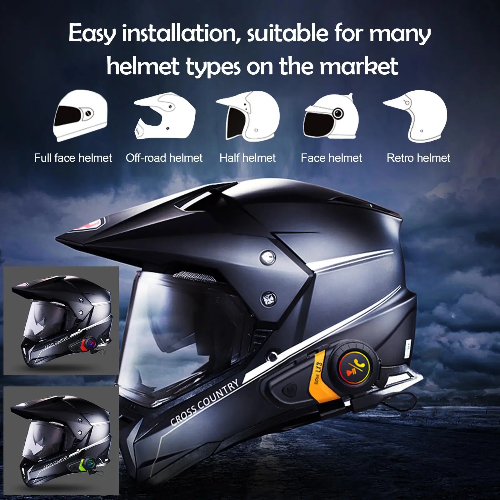 1 adet LX3 motosiklet kask Bluetooth kulaklık Handsfree kablosuz kulaklık kask su geçirmez kulaklık müzik çalar ile ışık Görüntü  1