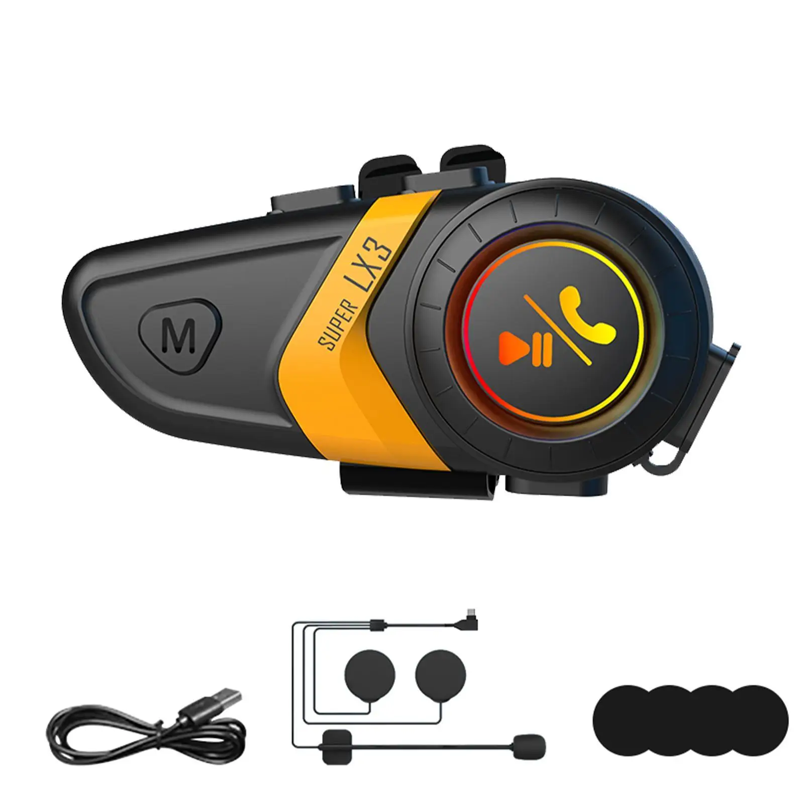 1 adet LX3 motosiklet kask Bluetooth kulaklık Handsfree kablosuz kulaklık kask su geçirmez kulaklık müzik çalar ile ışık Görüntü  3