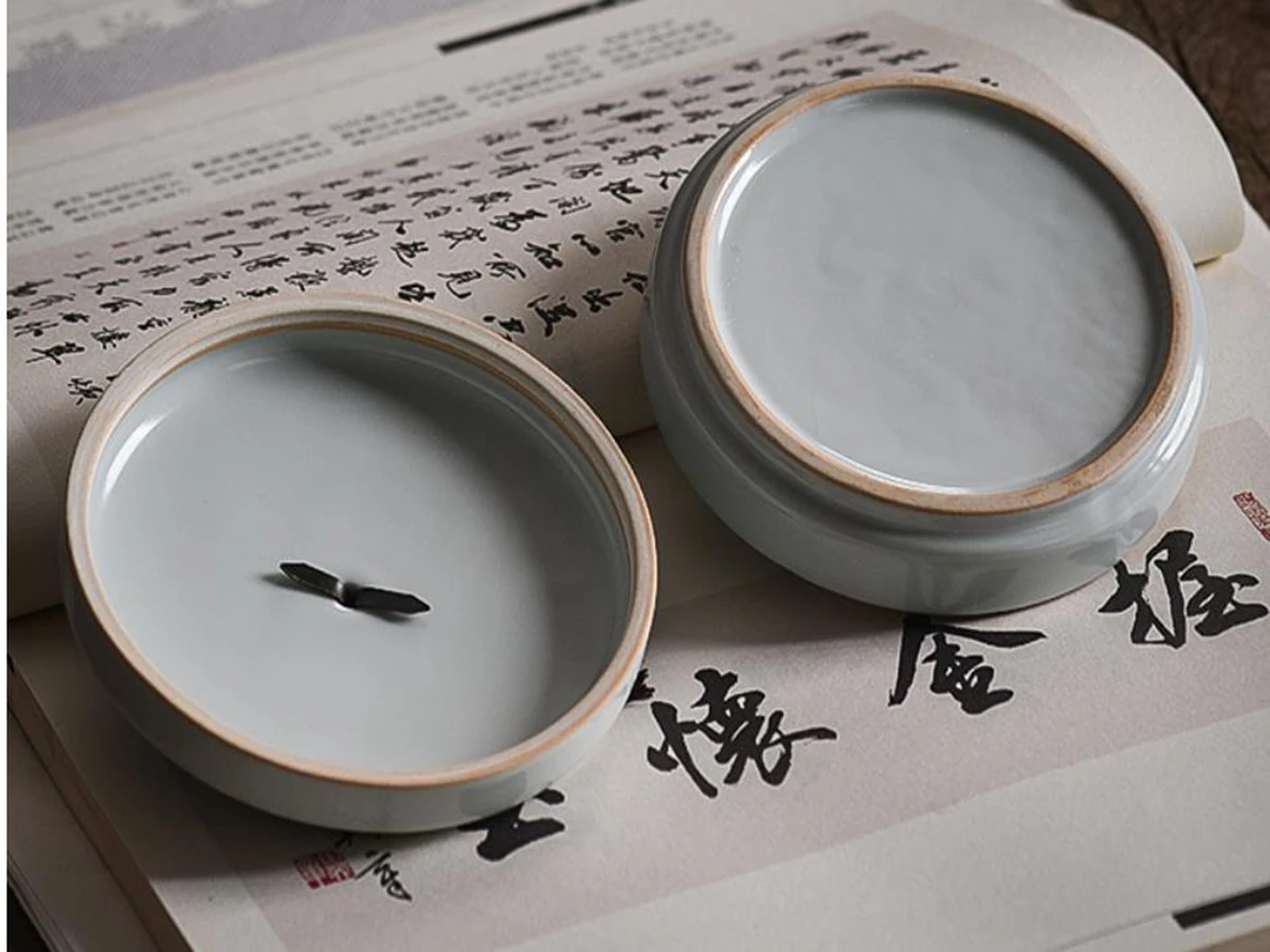 Çoklu Renk Porselen Fırça Mürekkep kapaklı kutu Huo Guo Inkstone Kaligrafi Boyama Sumi-e Aracı Görüntü  1