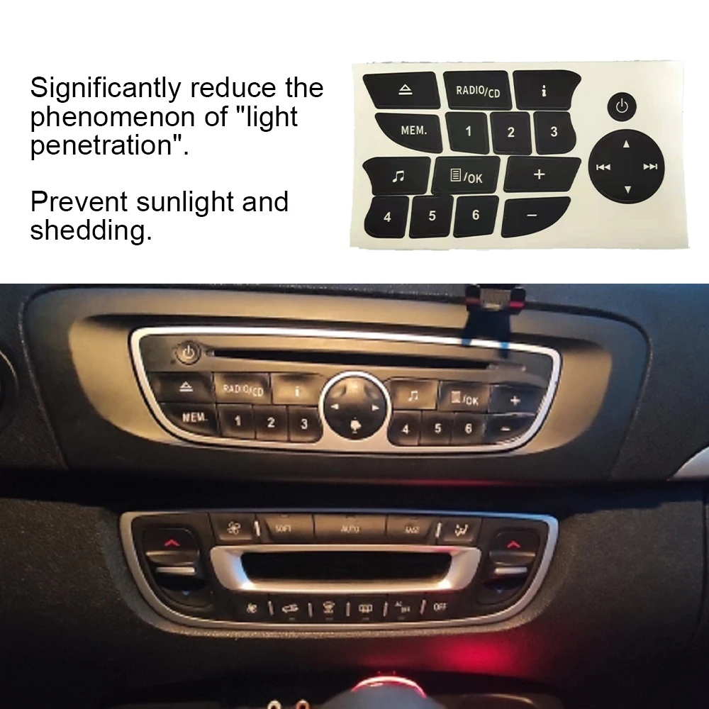 Araba Düğmesi Tamir Çıkartmalar CD Radyo Ses Düğmesi Tamir Çıkartmaları Çıkartmaları Süslemeleri Otomobil Aksesuarları İçin Yeni 2021 Renault Görüntü  3