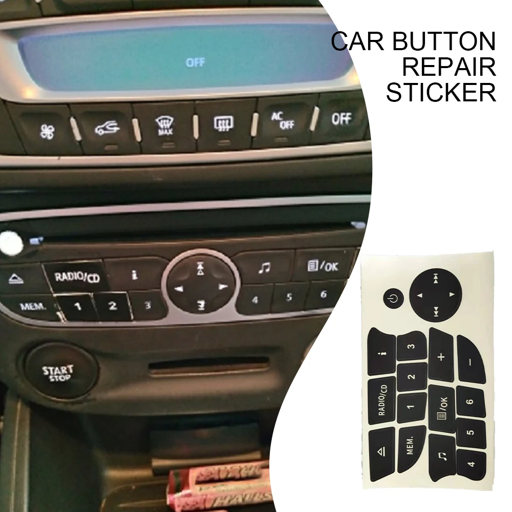 Araba Düğmesi Tamir Çıkartmalar CD Radyo Ses Düğmesi Tamir Çıkartmaları Çıkartmaları Süslemeleri Otomobil Aksesuarları İçin Yeni 2021 Renault Görüntü  5
