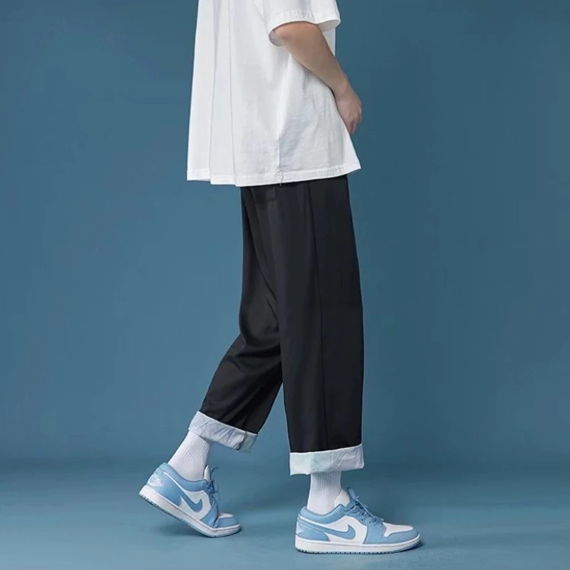 Yazlık pantolonlar Erkekler Tasarım Rahat Yakışıklı Casual Baggy Gençler Öğrenciler Japon Harajuku Moda Pantolon Popüler Streetwear Görüntü  4