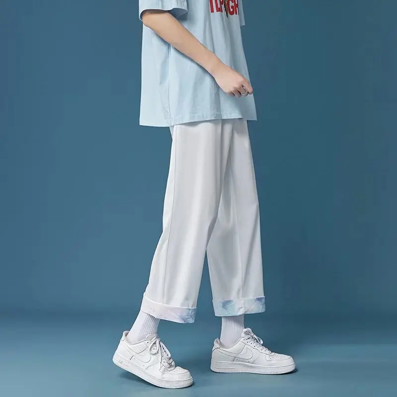 Yazlık pantolonlar Erkekler Tasarım Rahat Yakışıklı Casual Baggy Gençler Öğrenciler Japon Harajuku Moda Pantolon Popüler Streetwear Görüntü  5