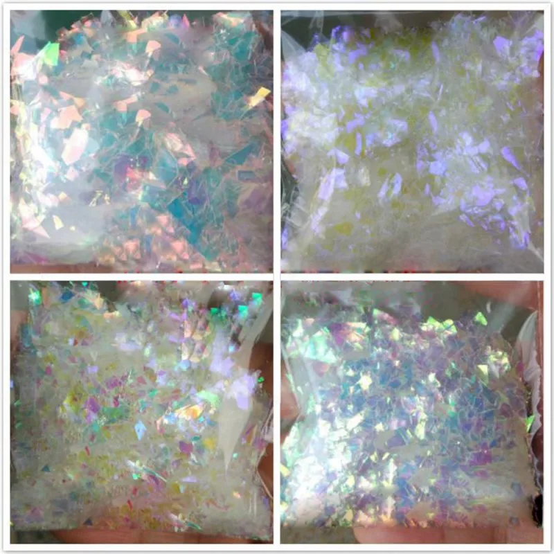 1 Torba (200 gram) Yanardöner Bukalemun Glitter Gevreği Toz 4 Renkler Şeffaf Holografik UV Jel Lehçe Nail Art Glitter PLA01# Görüntü  1
