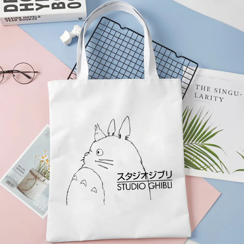 Kadın Alışveriş Tuval Tote Çanta Yeni Sevimli Totoro Baskı Harajuku Estetik Kullanımlık Alışveriş omuzdan askili çanta Çanta Öğrenci Kitap Çantaları Görüntü  2