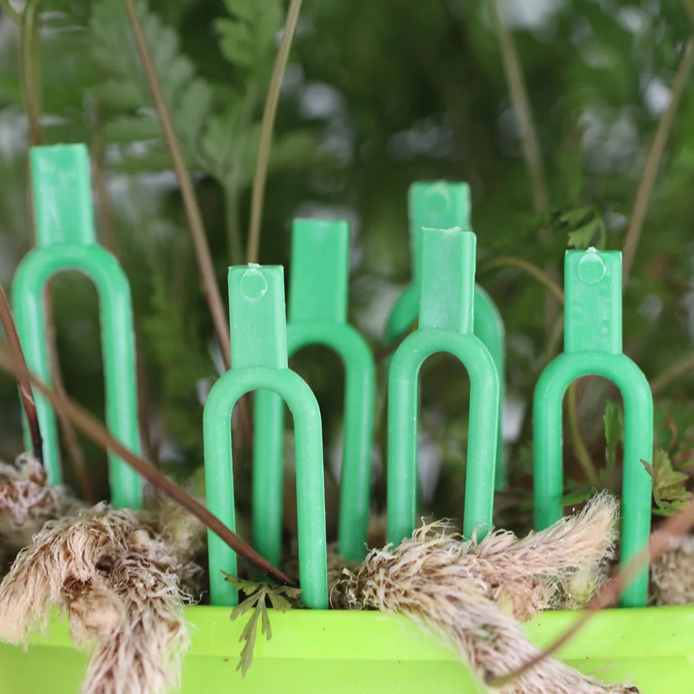 50 ADET Çilek Bahçe Bitkileri Sabitleme Fikstürü Kelepçe Klipleri Dikim Çatal Yeşil Stolon Fiksatör Karpuz Asma Presleme Cihazı Görüntü  3