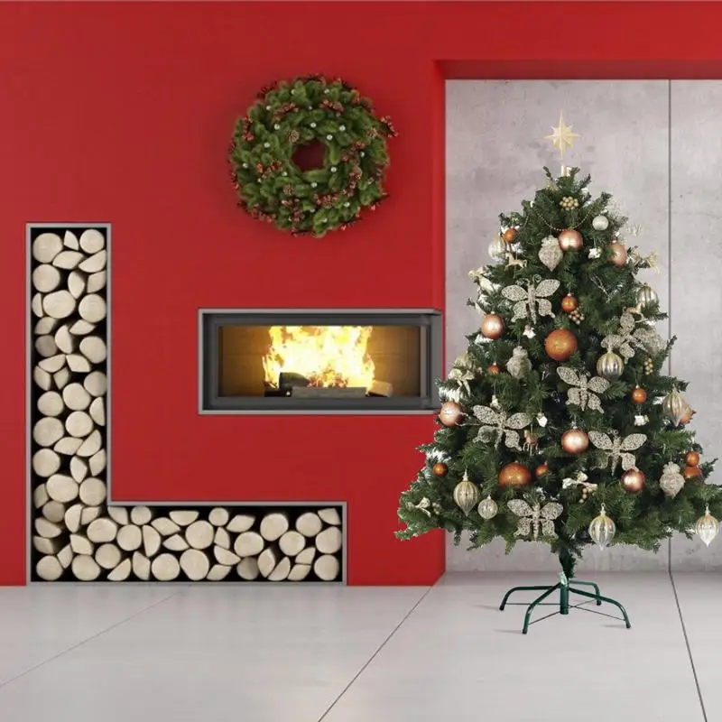 4 Ayaklar Siyah Metal Tutucu Taban Dökme Demir Standı Dekor Noel Süslemeleri Ev İçin Noel Ağacı Standı Görüntü  4