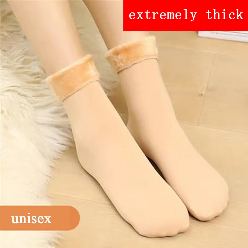 Kış Sıcak Kadife Çorap Yumuşak Yatak Çorap Yün Polar Kat Çorap Termal Kalın Kar Yün Kaşmir Çorap Dikişsiz Noel Kar Çorap Görüntü  3