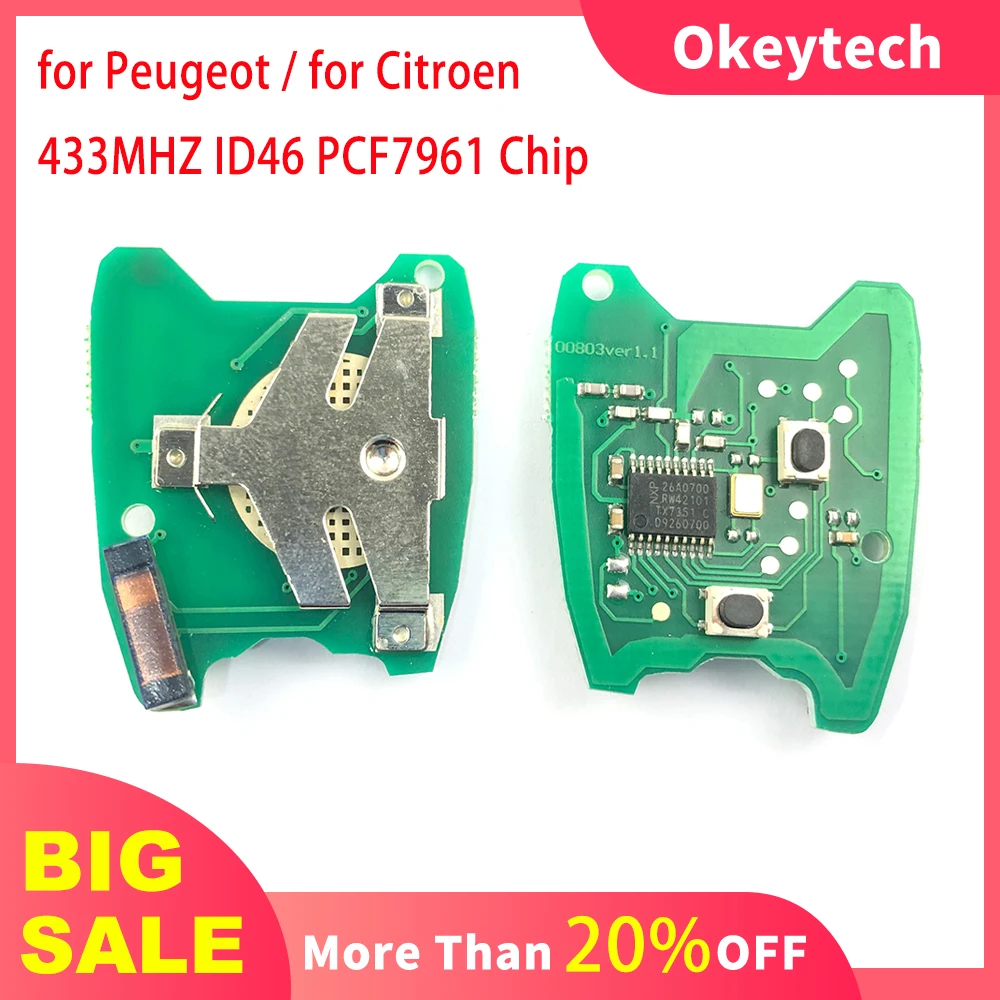 OkeyTech 2 Düğme Araba Uzaktan Anahtar devre Citroen C2 / C3 Pluriel Peugeot 307 206 için Elektronik Yedek PCB kartı Görüntü  4