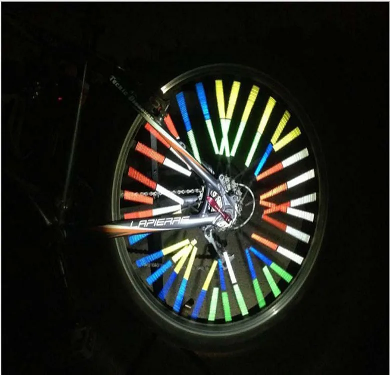 12 Adet bisiklet ışığı reflektörlü, yansıtıcı gece jant, konuştu kelepçe tüp, güvenlik uyarı ışığı, bisiklet bisiklet çubuğu, reflectiv Görüntü  0