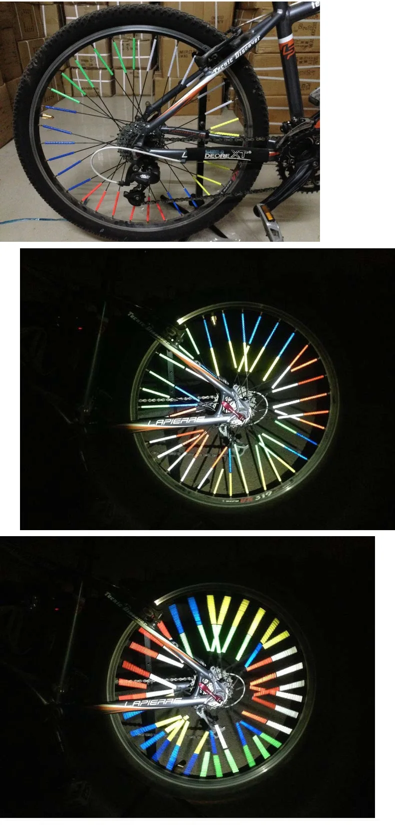 12 Adet bisiklet ışığı reflektörlü, yansıtıcı gece jant, konuştu kelepçe tüp, güvenlik uyarı ışığı, bisiklet bisiklet çubuğu, reflectiv Görüntü  2