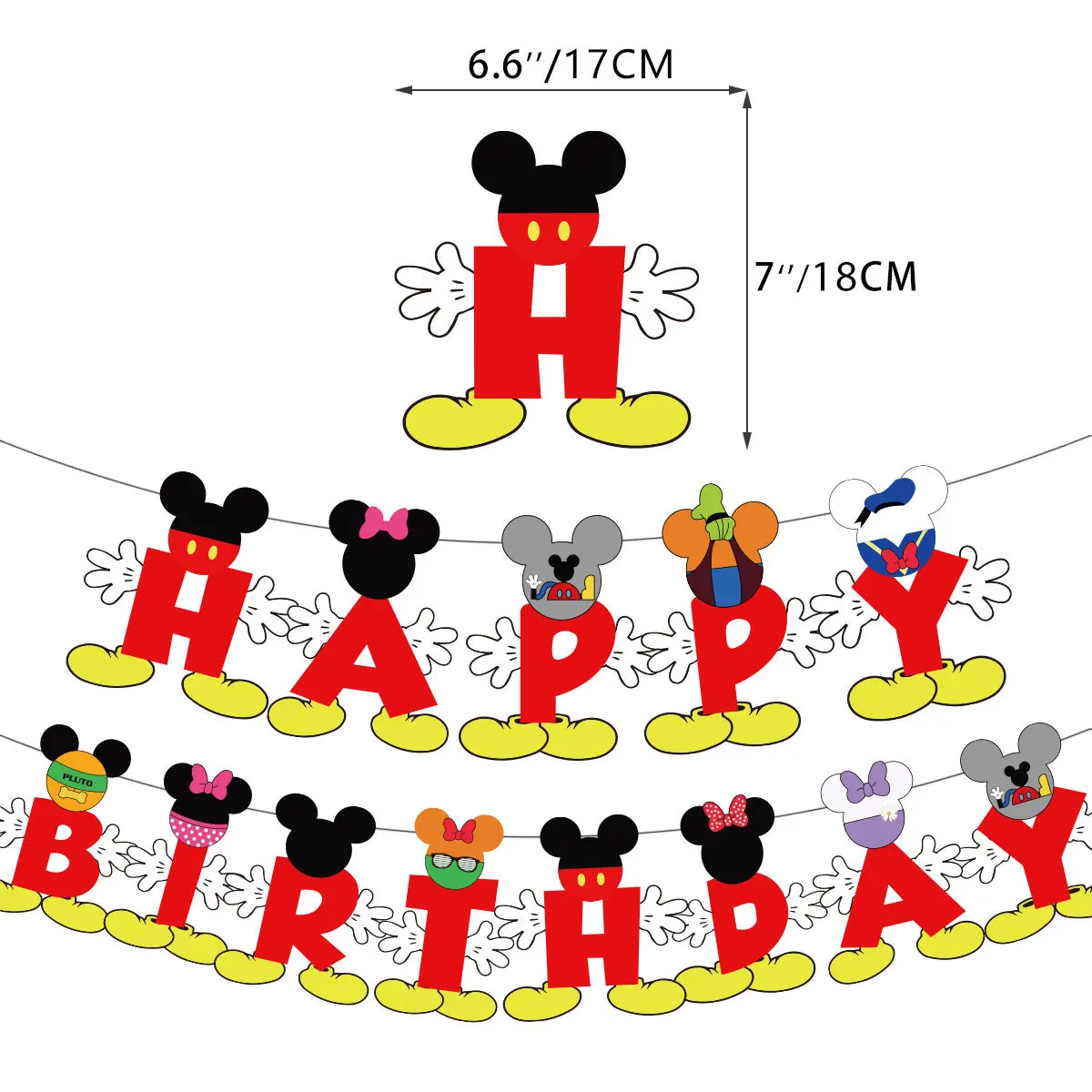 Disney Mickey Mouse Afiş Seti Mickey Minnie çocuk Doğum Günü Partisi Aile Giydirme Düzenleme Malzemeleri Kek Ekleme Balonlar Görüntü  5