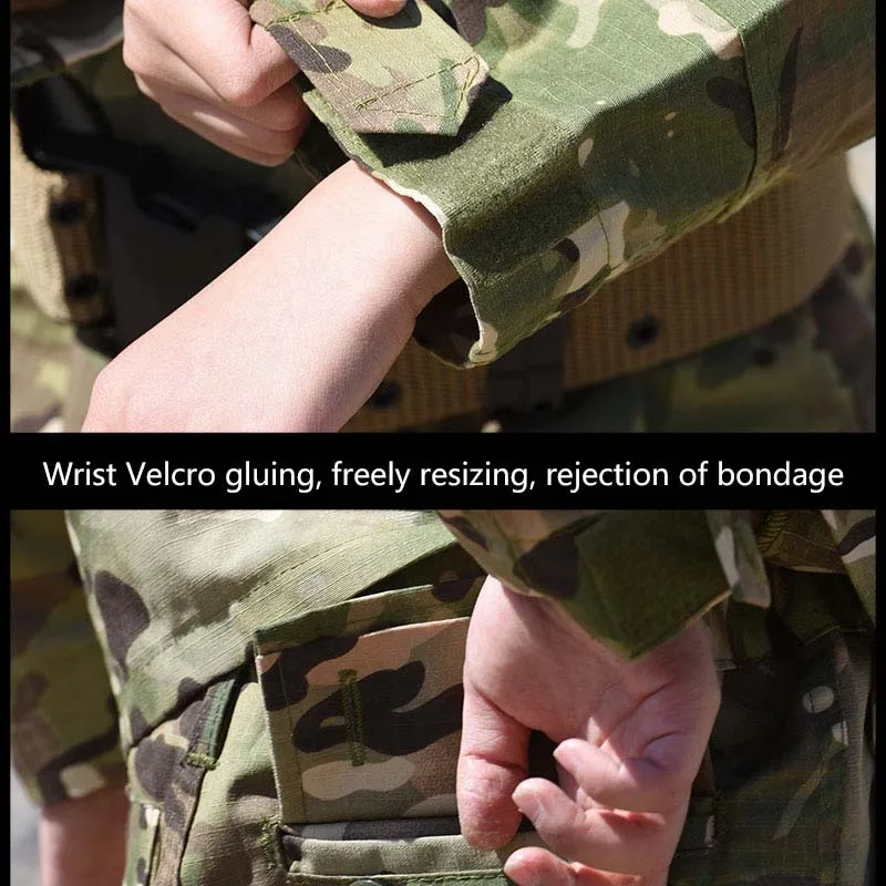 Çocuk Kamuflaj Askeri Üniforma Taktik Savaş Eğitimi Kamp Takım Elbise Kostümleri Erkek Özel Kuvvet Asker Ordu Takım Elbise Görüntü  4