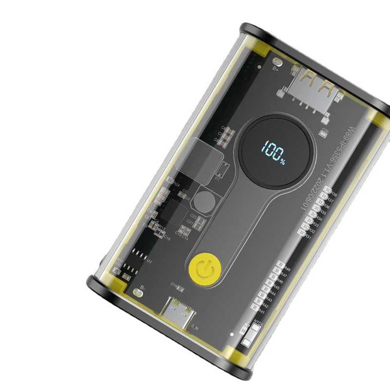 Yeni Şeffaf Punk Tarzı Güç Bankası PD22. 5W Taşınabilir Şarj Cihazı 10000mAh Powerbank dijital ekran Cep Telefonu Pil Bateria Görüntü  4