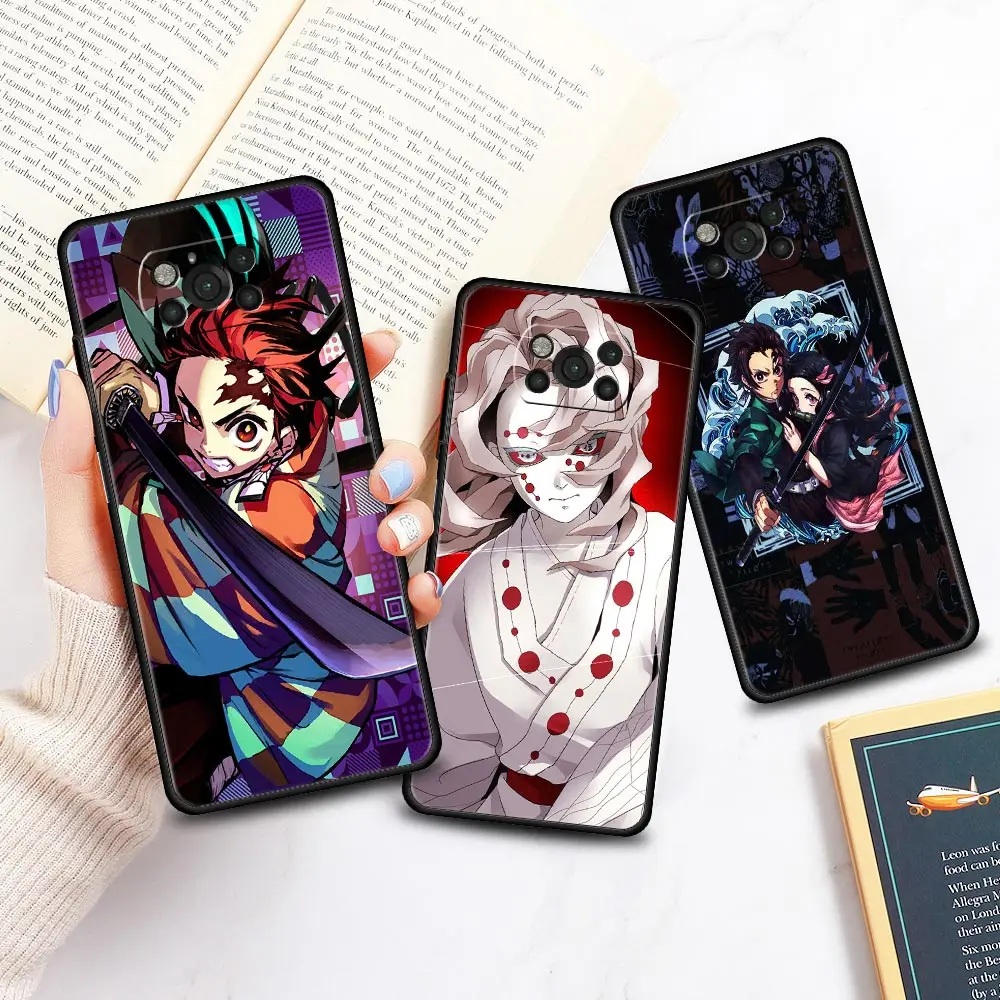Anime iblis avcısı Kimetsu Hiçbir Yaiba Xiaomi için telefon kılıfı Poco X3 NFC X4 M3 Pro 5G F3 GT mi 11 Lite 10T CC9 Kapak Fundas Coque Görüntü  0