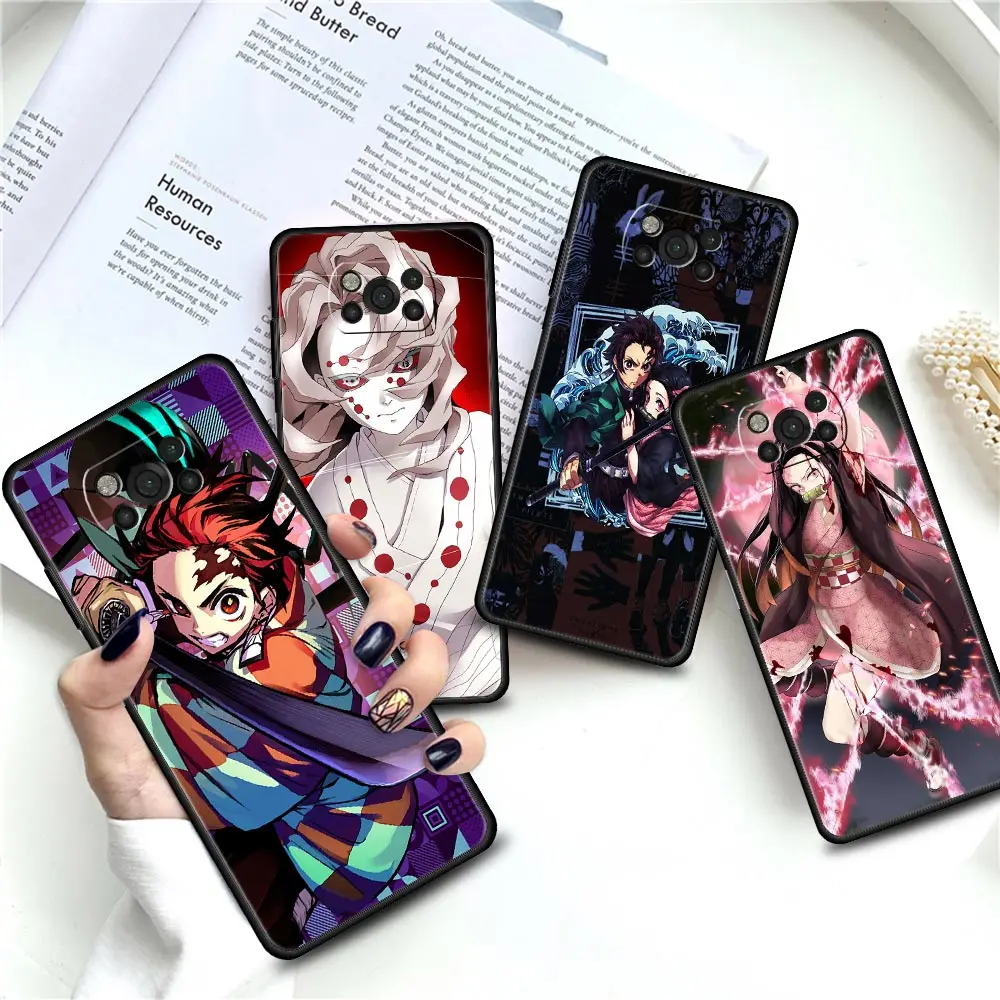 Anime iblis avcısı Kimetsu Hiçbir Yaiba Xiaomi için telefon kılıfı Poco X3 NFC X4 M3 Pro 5G F3 GT mi 11 Lite 10T CC9 Kapak Fundas Coque Görüntü  5